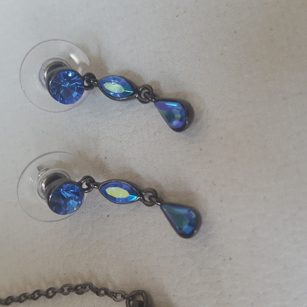 NEW Ann Taylor Loft Blue Bracelet Earring Set women jewelry hand rhinestone - Picture 3 of 4